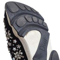 Pre Owned Dior Black Mesh Fusion Embellished Slip On Sneakers Size 34.5