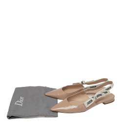Pre Owned Dior Beige Patent Leather J'adior Slingback Flat Sandals Size 38