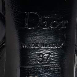 مملوكة مسبقًا Dior Black Patent Leather Bow Slingback Sandals Size 37