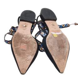 مملوكة مسبقًا صندل إصبع فلات ديور جادور قماش تيكنيكال أسود مقاس 38.5