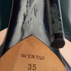 Pre Owned Dior Tri-Color Patent Leather Square Sole Platform Pumps Size 35