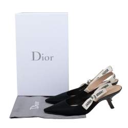 Dior Black Fabric J'adior Slingback Pointed Toe Sandals Size 38