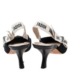 Dior Black Fabric J'adior Slingback Pointed Toe Sandals Size 38