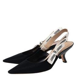 Dior Black Fabric J'adior Slingback Pointed Toe Sandals Size 38