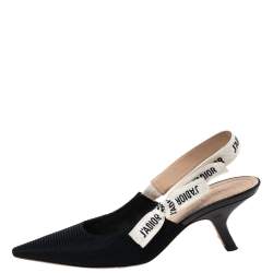 Dior Black Fabric J'adior Slingback Pointed Toe Sandals Size 38