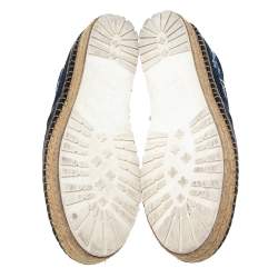 مملوكة مسبقًا حذاء إسبادريل ديور فلات براري دنيم مطرز زهور دنيم أزرق مقاس 39.5