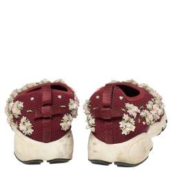 Pre Owned Dior  Burgundy Mesh  Fusion Embellished Sneakers Size 37