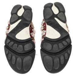 Pre Owned Dior  Burgundy Mesh  Fusion Embellished Sneakers Size 37