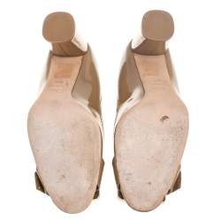 Pre Owned Dior Brown Patent Leather Buckle Detail Pumps Size 38.5