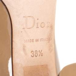 Pre Owned Dior Brown Patent Leather Buckle Detail Pumps Size 38.5