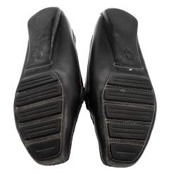 Pre Owned Dior Black Leather Logo Buckle Loafers Size 39.5