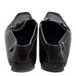 Pre Owned Dior Black Leather Logo Buckle Loafers Size 39.5