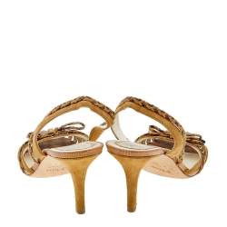 Dior Brown Karung and Suede Braid Bow Slingback Sandals Size 40.5