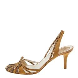 Dior Brown Karung and Suede Braid Bow Slingback Sandals Size 40.5