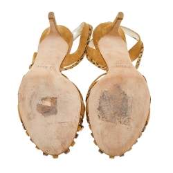 Dior Brown Karung and Suede Braid Bow Slingback Sandals Size 40.5