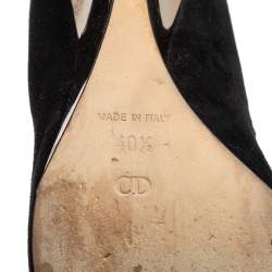Pre Owned Dior Black Suede Wedge Pumps Size 40.5