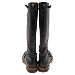 مملوكة مسبقًا Dior Black Leather Wildior Knee Length Combat Boots Size 40