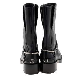 Pre Owned Dior Black Leather Mid Calf Boots Size 37