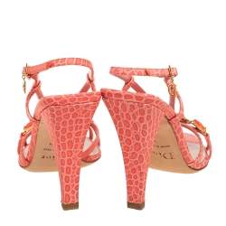 Dior Pink Python Embossed Leather Open-Toe Piedra Slingback Sandals Size 36.5