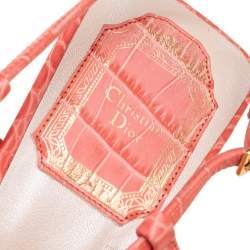 Dior Pink Python Embossed Leather Open-Toe Piedra Slingback Sandals Size 36.5