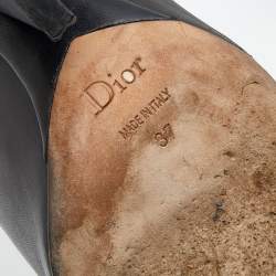 Dior Black Leather Wedge Ankle Wrap Booties Size 37