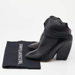 Dior Black Leather Wedge Ankle Wrap Booties Size 37