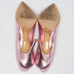 Dior Metallic Pink Leather Cherie Pointed-Toe Pumps Size 37