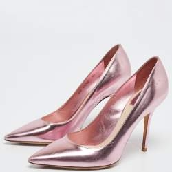 Dior Metallic Pink Leather Cherie Pointed-Toe Pumps Size 37