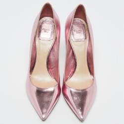 Dior Metallic Pink Leather Cherie Pointed-Toe Pumps Size 37
