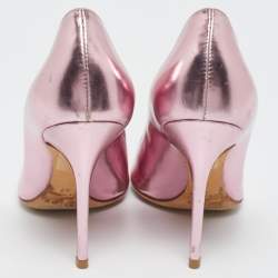 Dior Metallic Pink Leather Cherie Pointed-Toe Pumps Size 37