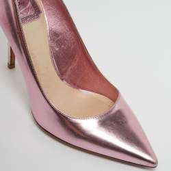 Dior Metallic Pink Leather Cherie Pointed-Toe Pumps Size 37