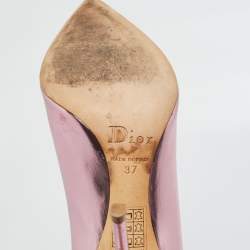 Dior Metallic Pink Leather Cherie Pointed-Toe Pumps Size 37