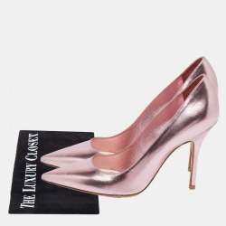 Dior Metallic Pink Leather Cherie Pointed-Toe Pumps Size 37