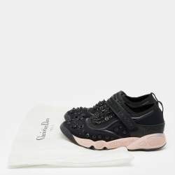 Dior Black Neoprene And Mesh Fusion Embellished Velcro Strap Sneakers Size 36