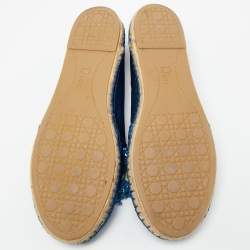 Pre Owned Dior Blue Canvas Flower Embellished Espadrille Flats Size 40