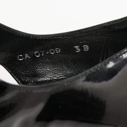 Pre Owned حذاء بوت ديور جلد لامع أسود مقدمة مفتوحة ورباط وقصه مقاس 38