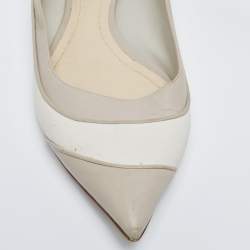 Pre Owned Dior Off-White/Light Grey Leather Pointed Toe Ballet Flats Size 40.5