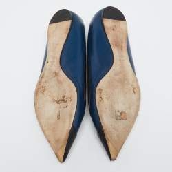 Pre Owned Dior Black/Blue Leather Pointed Toe Ballet Flats Size 41  
