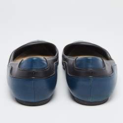 Pre Owned Dior Black/Blue Leather Pointed Toe Ballet Flats Size 41  