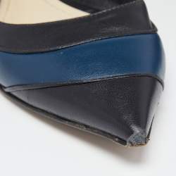 Pre Owned Dior Black/Blue Leather Pointed Toe Ballet Flats Size 41  