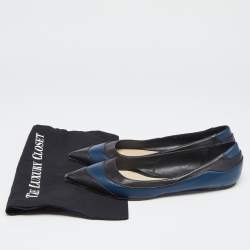 Pre Owned Dior Black/Blue Leather Pointed Toe Ballet Flats Size 41  