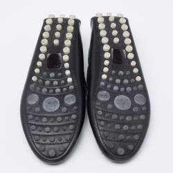 Pre Owned Dior Black Leather Flower Embellished Driving Slip on Loafers Size 38