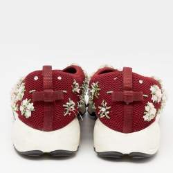 مملوكة مسبقًا Dior Red Mesh Fusion Embellished Slip On Sneakers Size 39