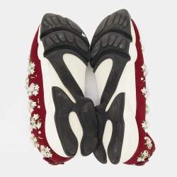 مملوكة مسبقًا Dior Red Mesh Fusion Embellished Slip On Sneakers Size 39