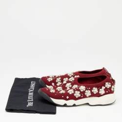 مملوكة مسبقًا Dior Red Mesh Fusion Embellished Slip On Sneakers Size 39