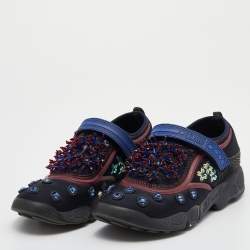 Pre Owned حذاء رياضي ديور فيوجن شبك وقماش متعدد الألوان مزخرف عنق منخفض مقاس 39