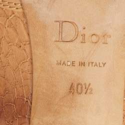 Pre Owned Dior Brown Leather Buckle Peep Toe Pumps Size 40.5