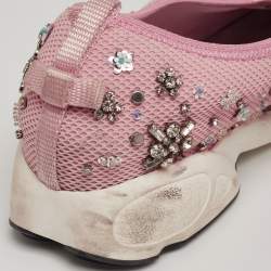 Dior Pink Mesh Crystal Embellished Fusion Sneakers Size 39