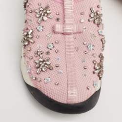 Dior Pink Mesh Crystal Embellished Fusion Sneakers Size 39