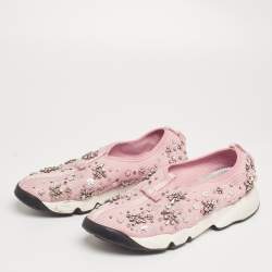 Dior Pink Mesh Crystal Embellished Fusion Sneakers Size 39